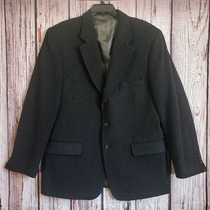 Vintage Stanley Blacker Camelhair 42-R Black Charcoal Blazer Jacket 3-Button
